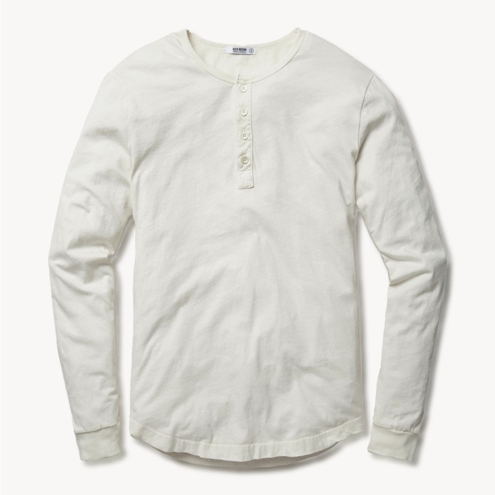 White Pima Curved Hem Henley